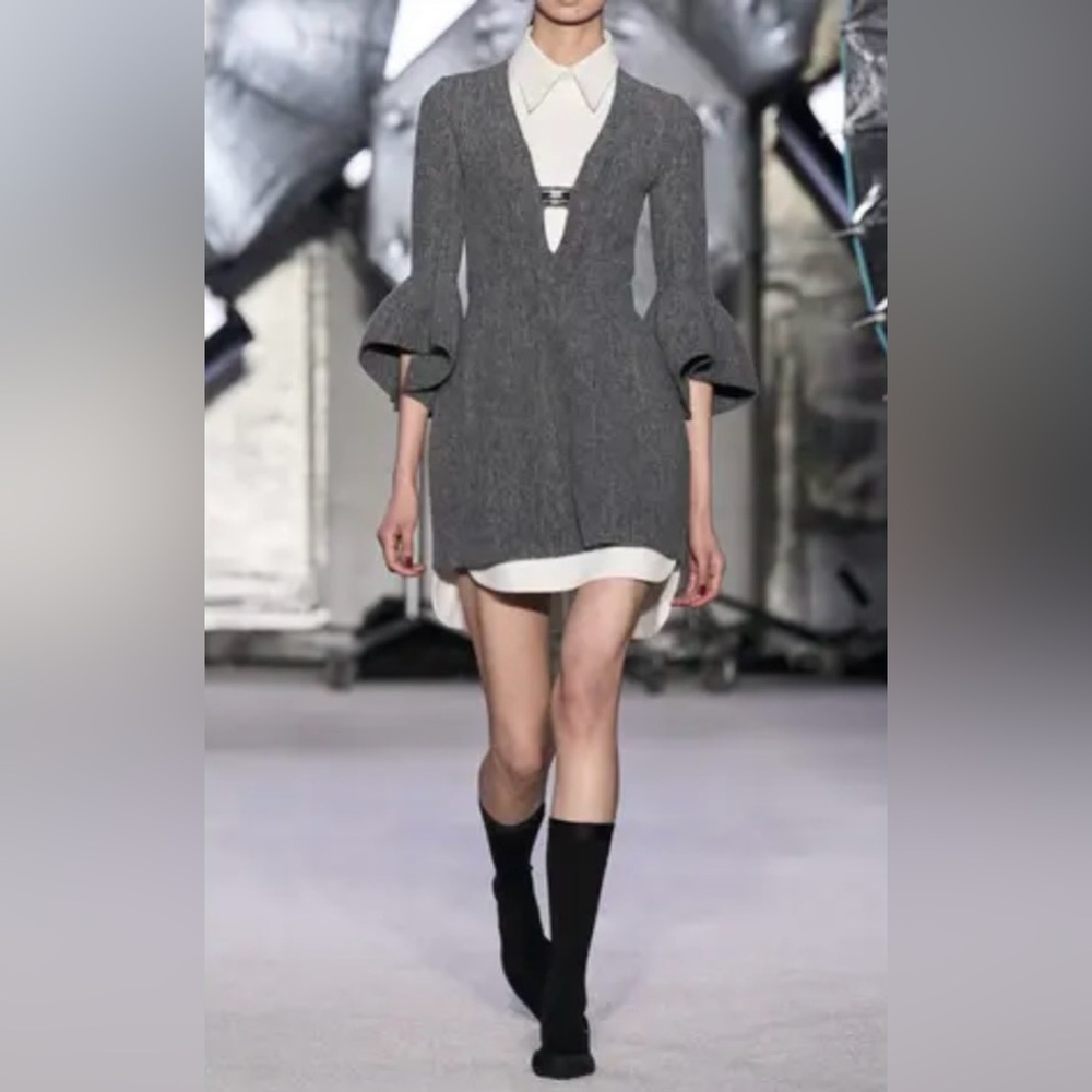 Brandon Maxwell The Leighton Bell Sleeve Knit Mini Dress Size S $2,895.00